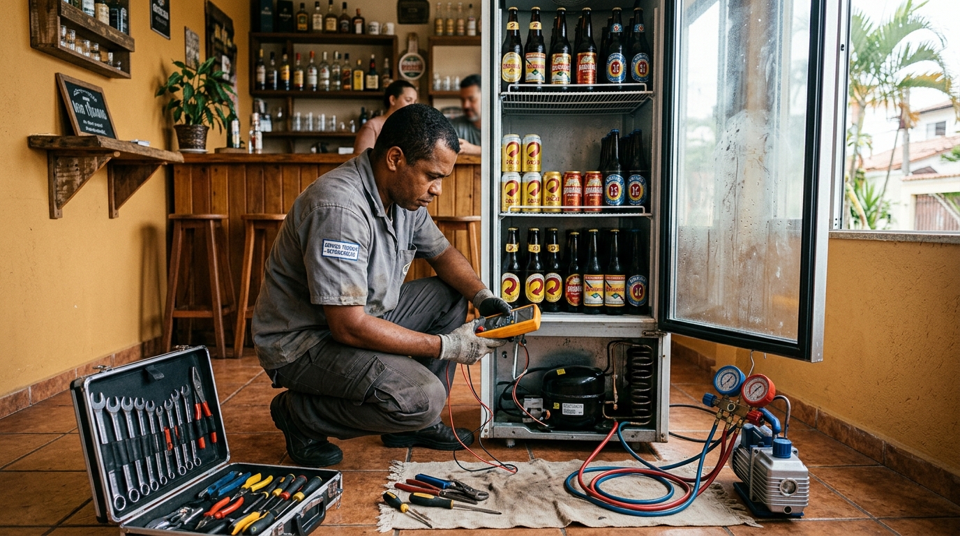 Substituição do termostato de uma cervejeira em São Bernardo do Campo‑SP